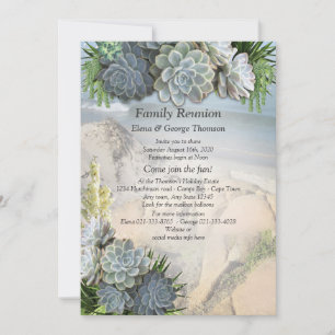Succulent Hues of Pale Blues Reunion Invitation