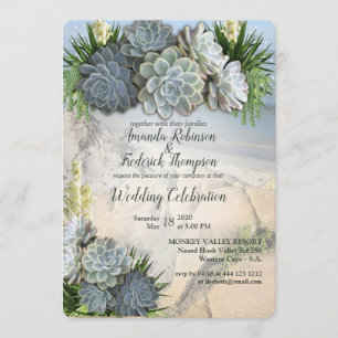 Succulent Hues of Pale Blues& Wedding Invitation