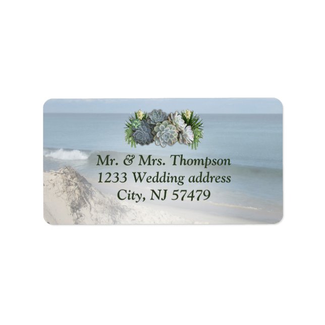 Succulent Hues of Pale Blues wedding Labels (Front)