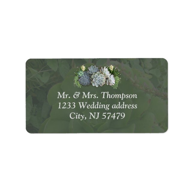 Succulent Hues of Pale Blues wedding Labels (Front)