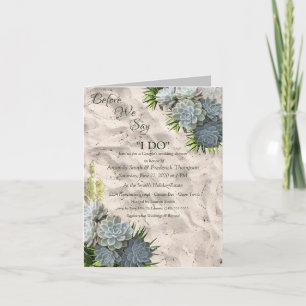 Succulent Hues of Pale Blues Wedding Shower Invitation