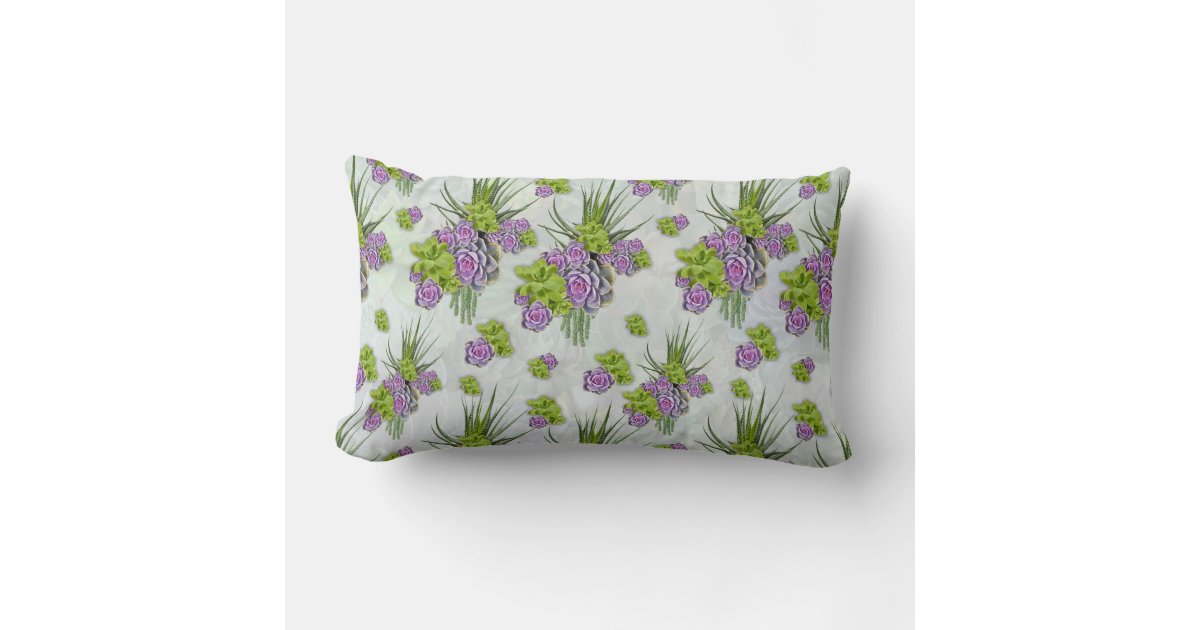 Custom Lavender Pillow with Botanical Stripe