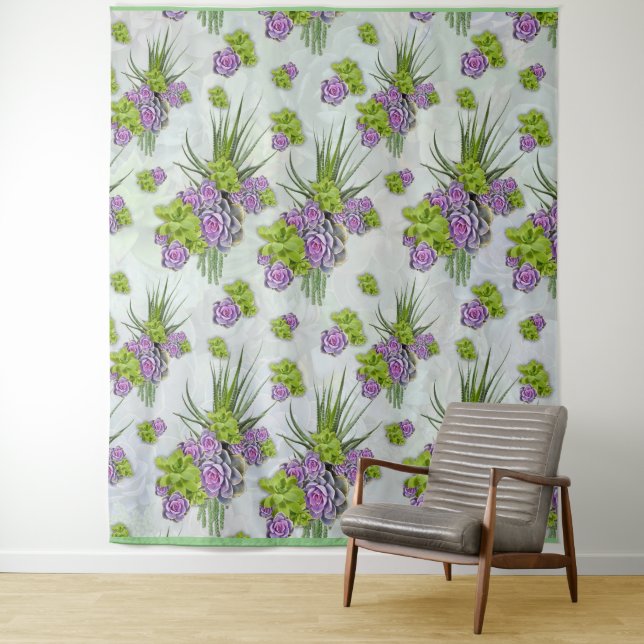 Succulent  Hues of Sea Green & Lavender tones Tapestry (In Situ)