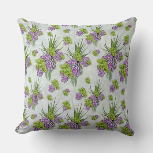 Succulent  Hues of Sea Green  Lavender tones Throw Pillow