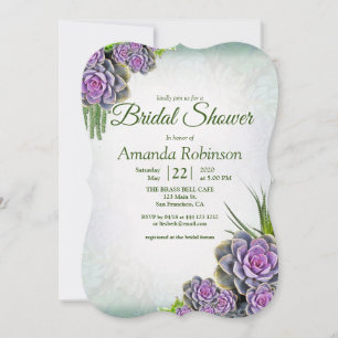 Succulent Hues of Sea Green, Violet Invitation