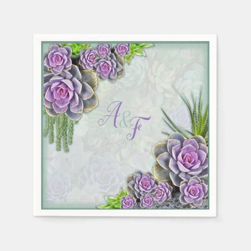 Succulent Hues of Sea Green Violet  Napkins