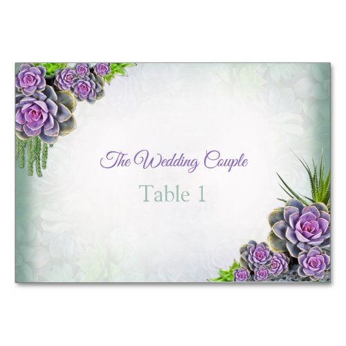 Succulent Hues of Sea Green Violet  Table cards