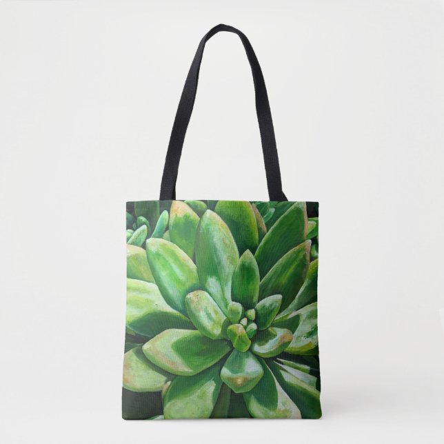 Succulent in green tote bag (Front)