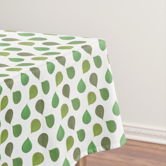 Succulent Jade Tree Green Leaves on White Tablecloth (In Situ)