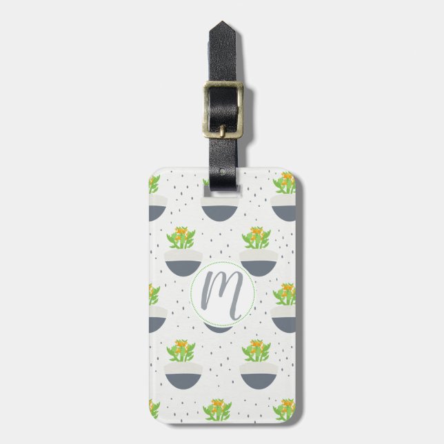 Succulent Kalanchoe Plant Mom Pattern Luggage Tag (Front Vertical)