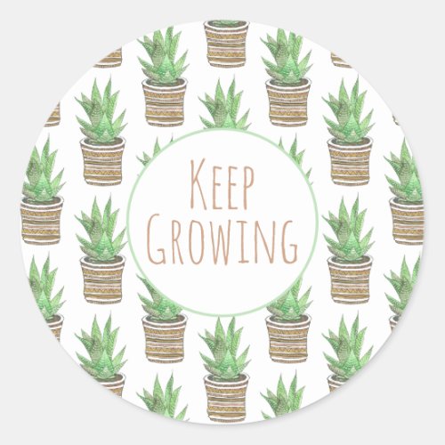 Succulent Keep Growing Southwestern Classic Round Sticker