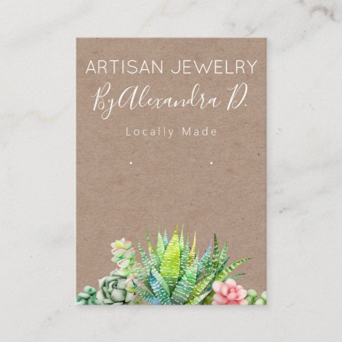 Succulent Kraft Handmade Jewelry Earring Display Business Card