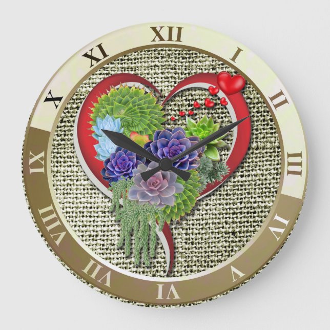 Succulent-lovers garden plant large clock (Front)