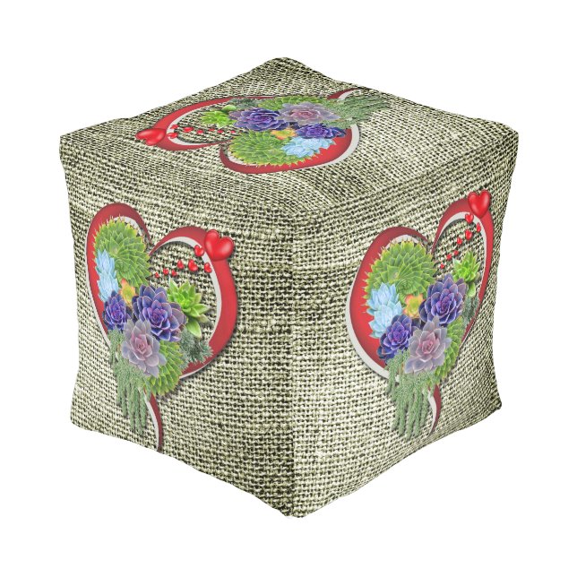 Succulent-lovers Garden Plant Pouf (Angled Back)