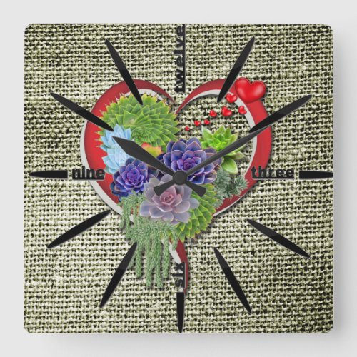 Succulent_lovers garden plant square wall clock