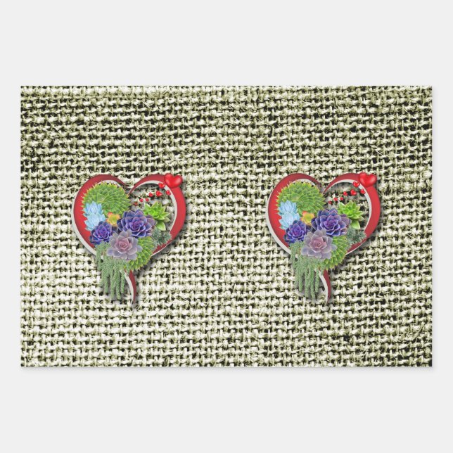 Succulent-lovers garden plants  wrapping paper sheets (Front)