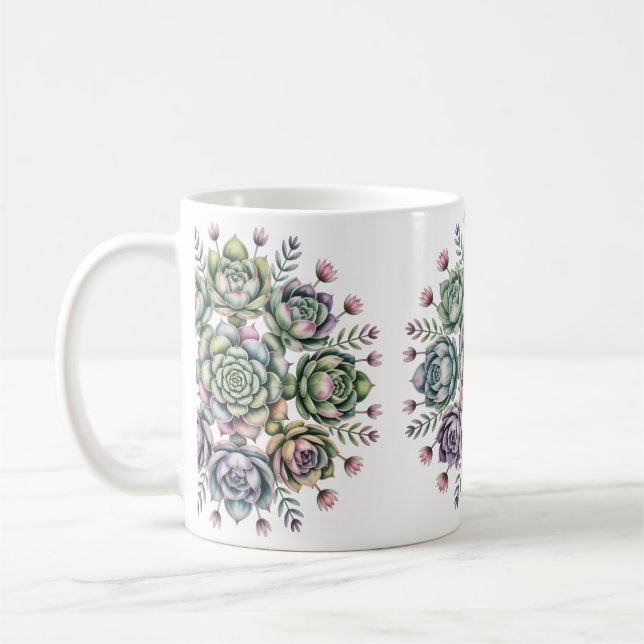 Succulent mandala pattern coffee mug (Left)