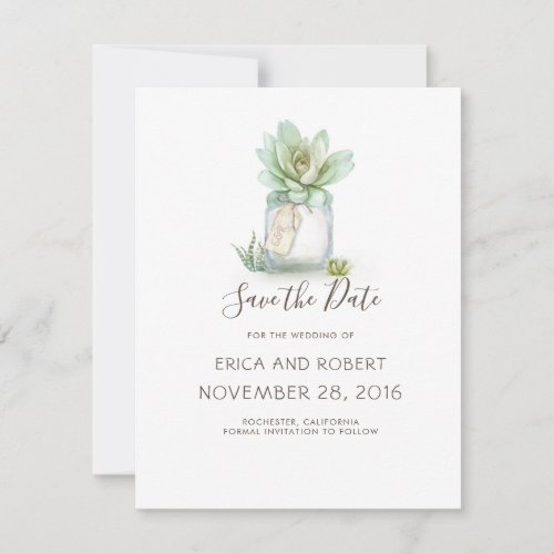 Succulent Mason Jar Save the Date Digital Download Holiday Card