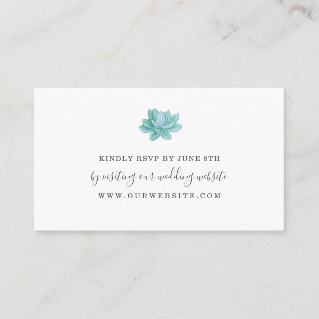 Succulent monogram wedding RSVP online Enclosure Card (Front)