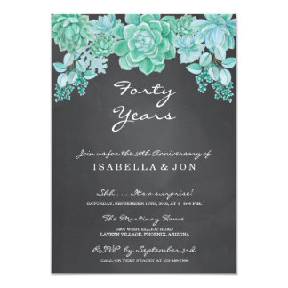 Succulent on Chalkboard Wedding Anniversary Party Card