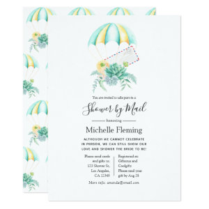 Succulent Parachute Bridal or Baby Shower by Mail Invitation