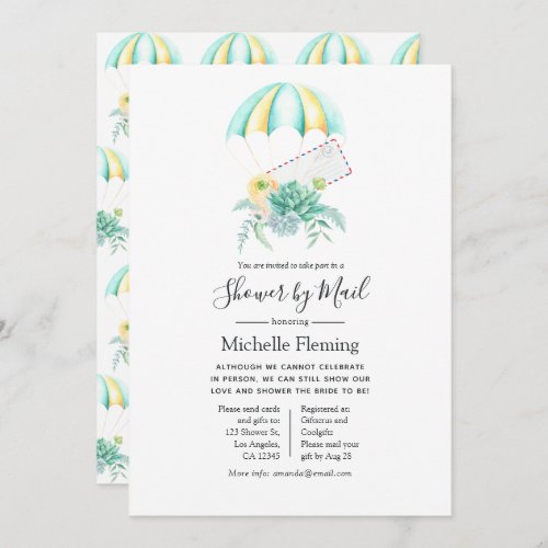 Succulent Parachute Bridal or Baby Shower by Mail Invitation