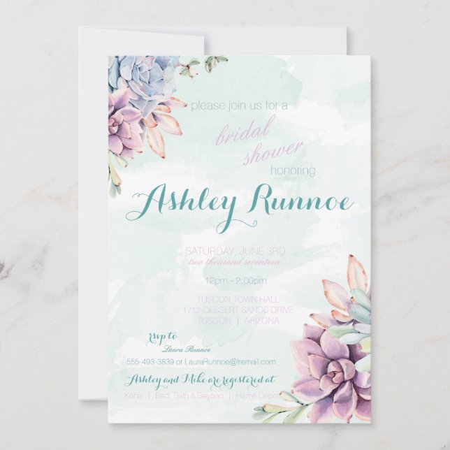 Succulent Party Invitation (Front)