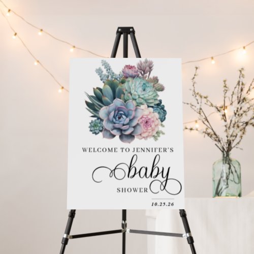 Succulent  Pastel Baby Shower Welcome Sign