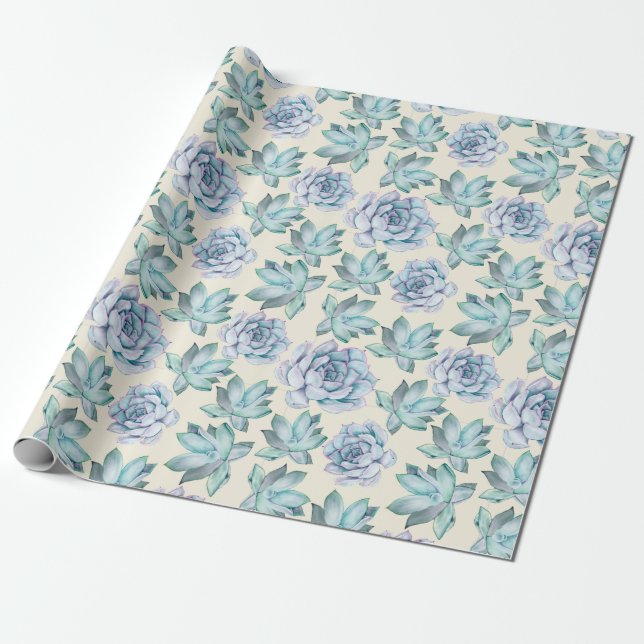 Succulent pattern Wrapping Paper (Unrolled)