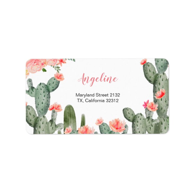 Succulent Peach Modern Address Label (Front)