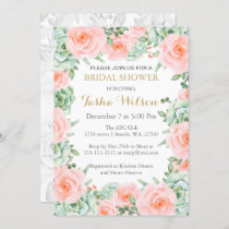 succulent peach roses Bridal Shower Invite