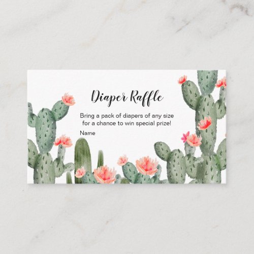 Succulent Peach Watercolor Diaper Raffle Enclosure Card