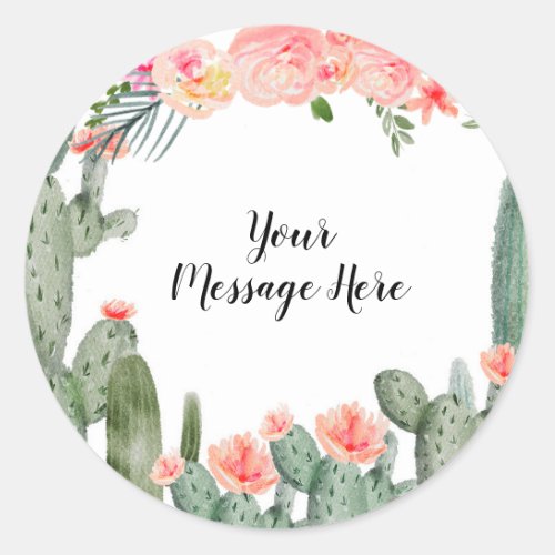 Succulent Peach Watercolor Message Sticker