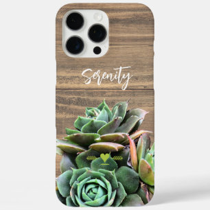 Succulent Personalized Barn Wood iPhone 16 Pro Max Case