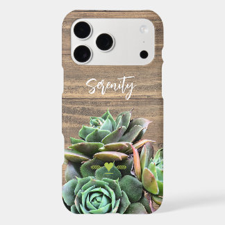 Succulent Personalized Barn Wood iPhone 17 Pro Max Case