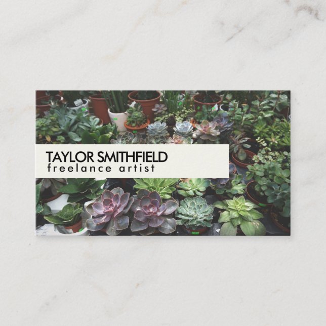 Succulent Plant and Flower Garden Business Card (Front)