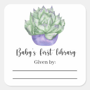 Succulent plant - Baby Shower bookplate