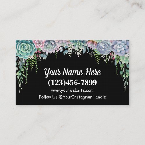 Succulent Plant Business Card Enchanted Design