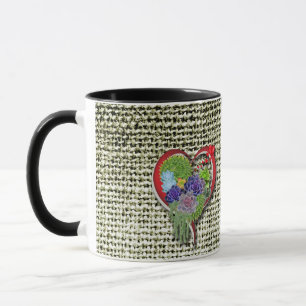 Succulent Plant Decor Within a Heart Mug