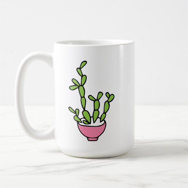 Succulent Plant in Pink Planter Coffee Mug (Left)