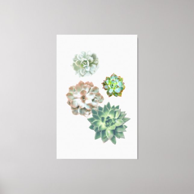Succulent Plant Watercolor Painting Wall Art (Front)