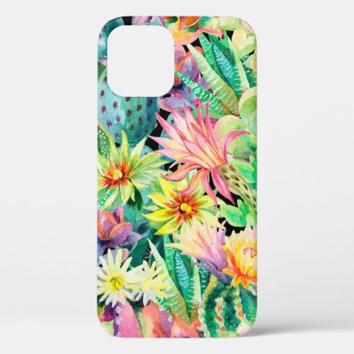 Succulent plants and cactus garden pattern iPhone 12 case