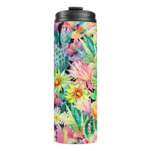 Succulent plants and cactus garden pattern thermal tumbler