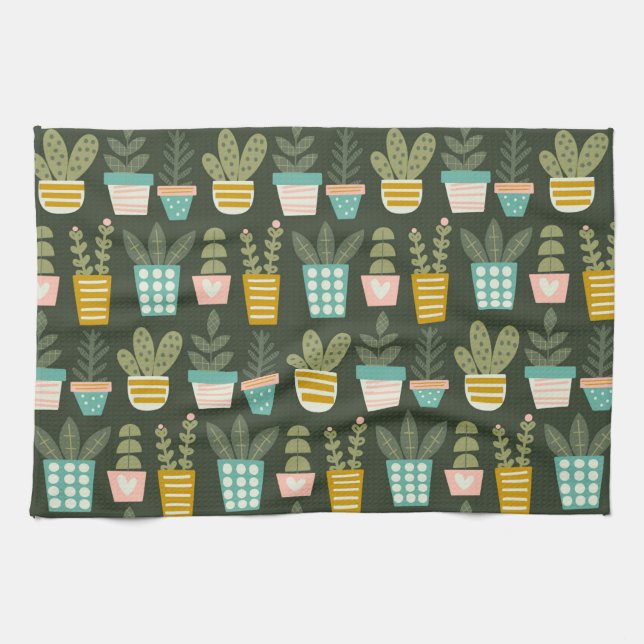 Succulent Plants Kitchen Towel (Horizontal)