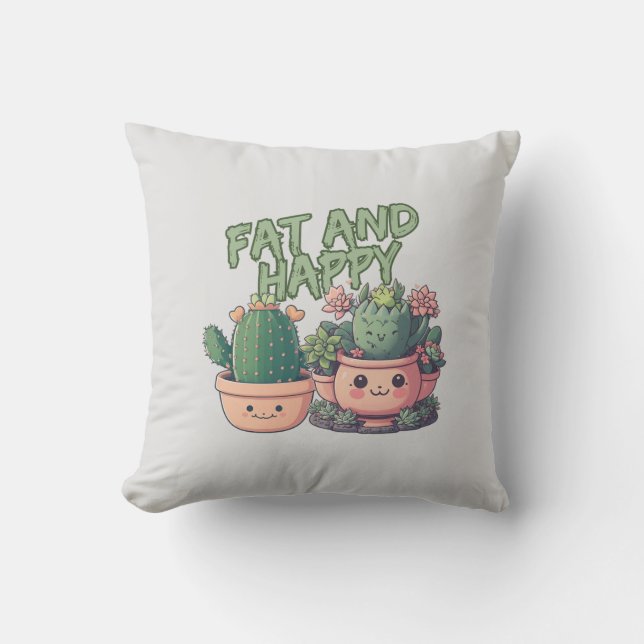 Succulent plants throw pillow (Front)