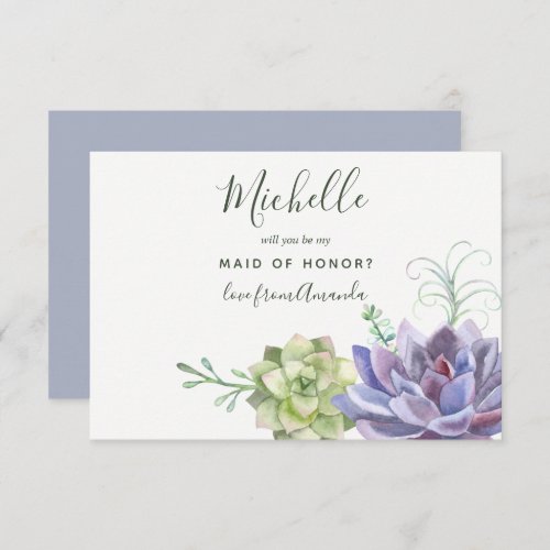 Succulent plants Will You Be My Maid Of Honor Invitation