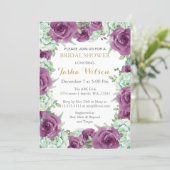 succulent plum roses Bridal Shower Invite (Standing Front)