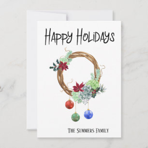 Succulent Poinsettia Wreath Southwest Holiday Card