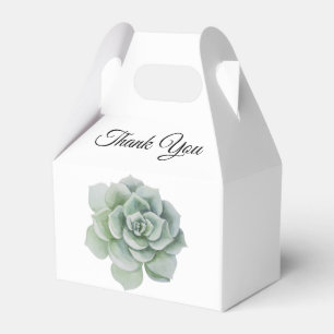 Succulent Sage Green Floral Boho Wedding Thank You Favor Boxes