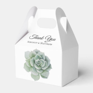 Succulent Sage Green Floral Boho Wedding Thank You Favor Boxes